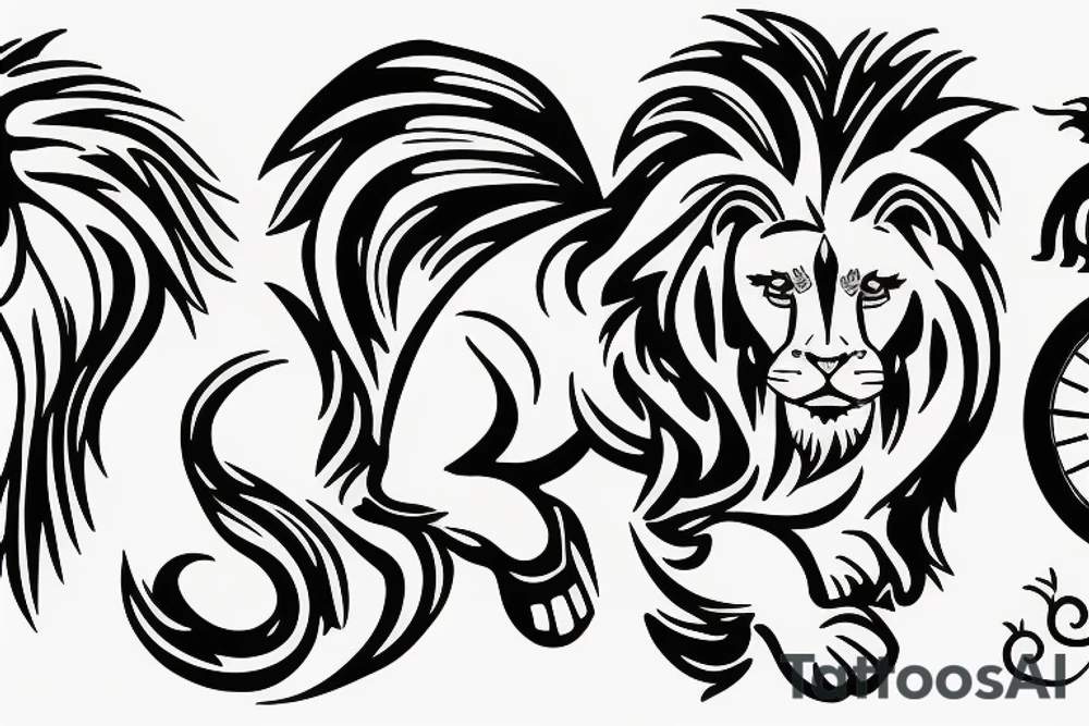 Leo lion running tattoo idea