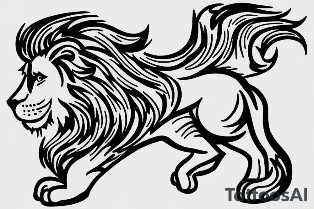 Leo lion running tattoo idea