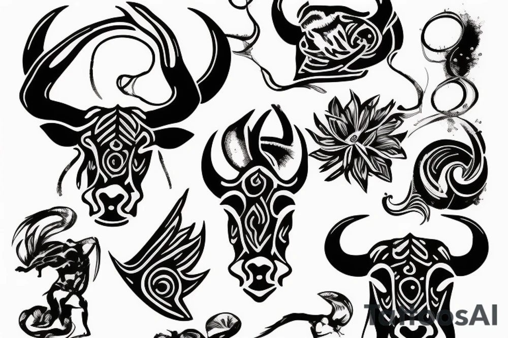 Taurus Bull running white tattoo idea