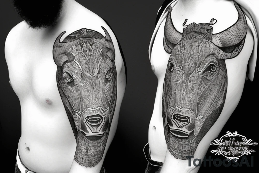 Taurus Bull walking tattoo idea