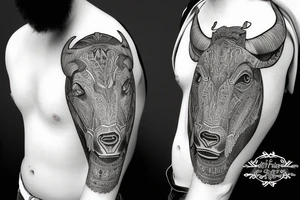 Taurus Bull walking tattoo idea