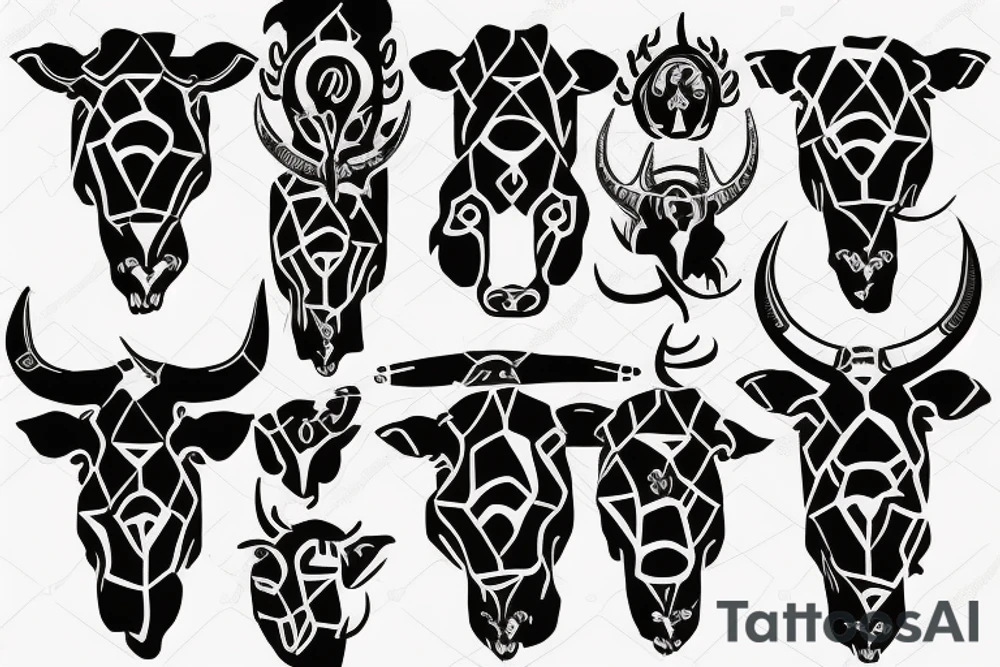 Taurus Bull walking tattoo idea
