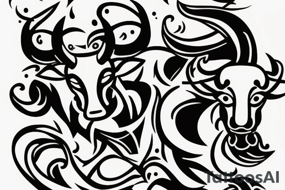 Taurus Bull walking tattoo idea