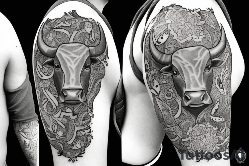 Taurus Bull walking tattoo idea