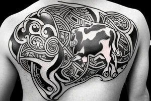 Taurus Bull walking tattoo idea
