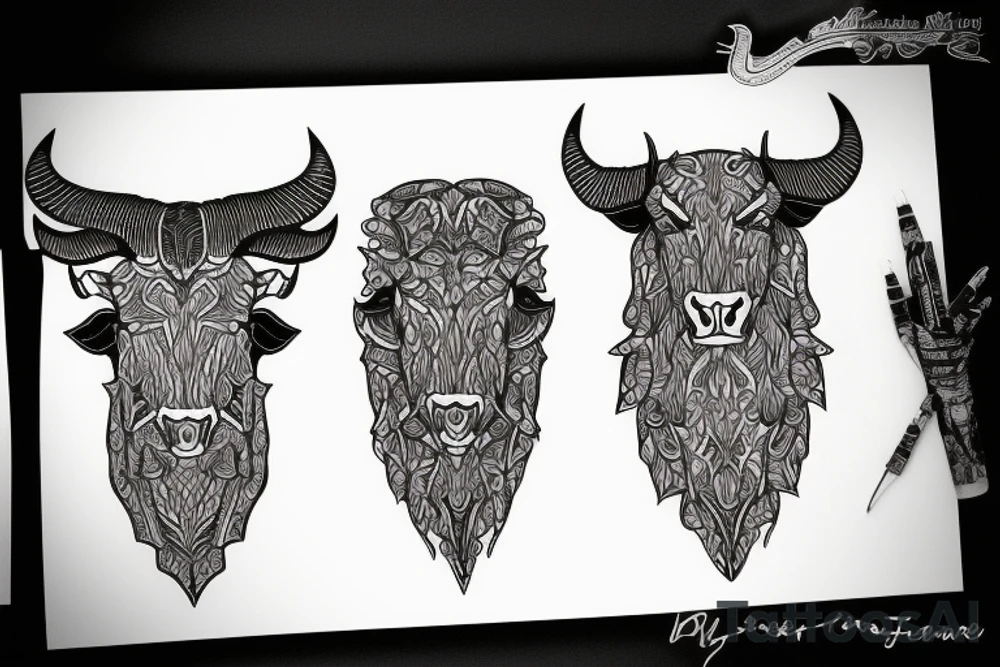 Taurus Bull running fineline tattoo idea