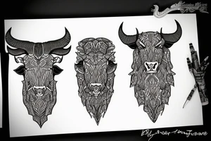 Taurus Bull running fineline tattoo idea