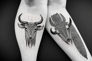 Taurus Bull running fineline tattoo idea