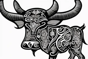 Taurus Bull running fineline tattoo idea