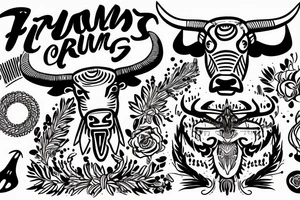 Taurus Bull running fineline tattoo idea