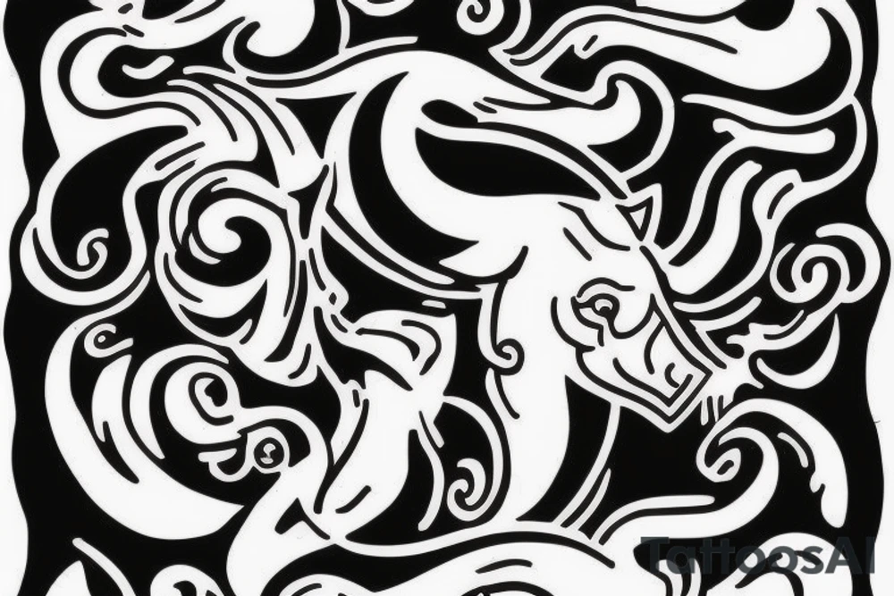 Taurus Bull running fineline tattoo idea