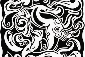 Taurus Bull running fineline tattoo idea