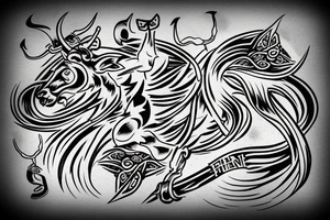 Taurus running fine line outline tattoo idea