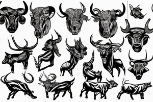 Taurus running fine line outline tattoo idea