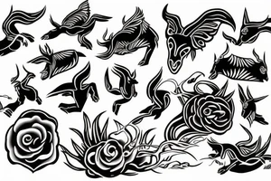 Taurus running fine line outline tattoo idea