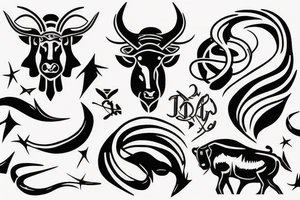 Taurus running fine line outline tattoo idea