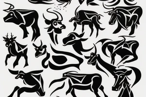 Taurus running fine line outline tattoo idea