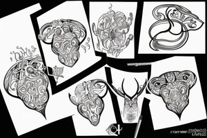 Taurus body fine line outline tattoo idea