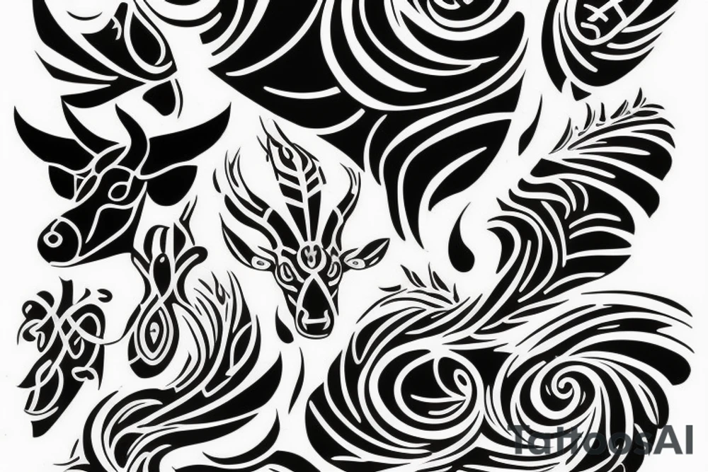 Taurus fine line outline tattoo idea