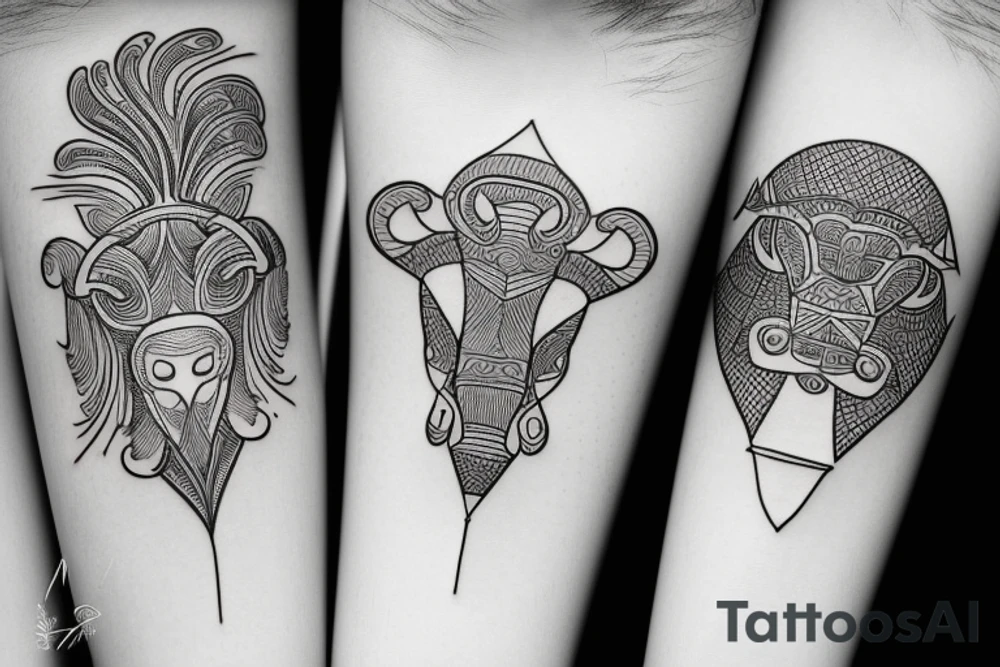 Taurus fine line outline tattoo idea