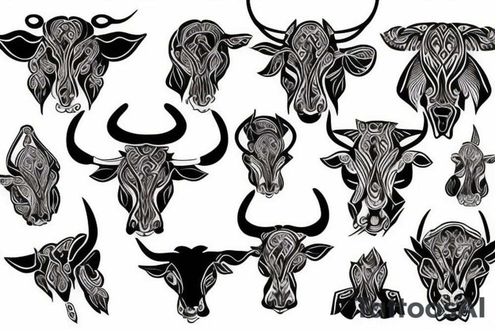 Taurus fine line outline tattoo idea