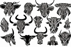 Taurus fine line outline tattoo idea