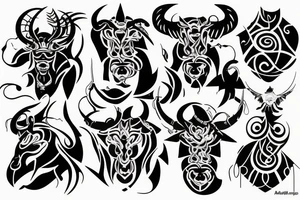 Taurus fine line outline tattoo idea