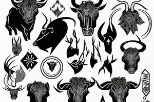 Taurus walking fine line outline tattoo idea
