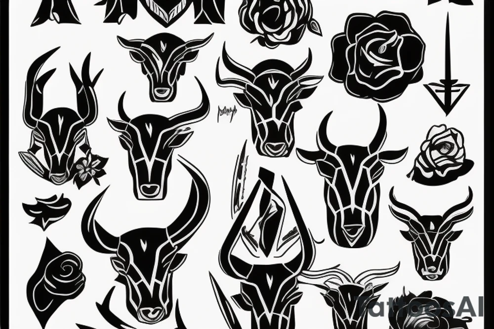 Taurus walking fine line outline tattoo idea