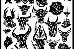 Taurus walking fine line outline tattoo idea