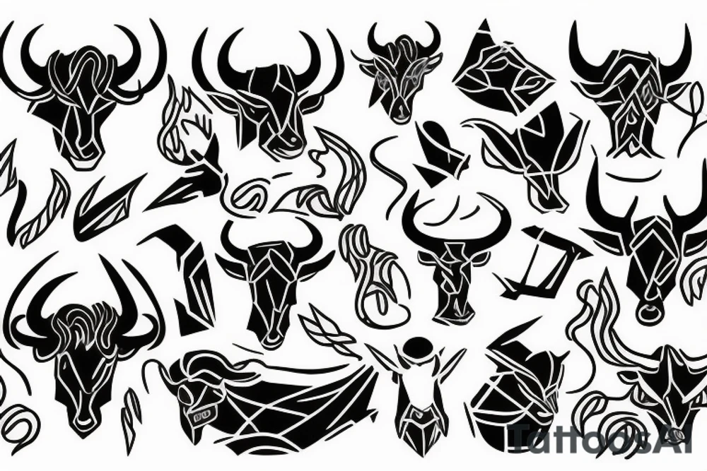 Taurus walking fine line outline tattoo idea