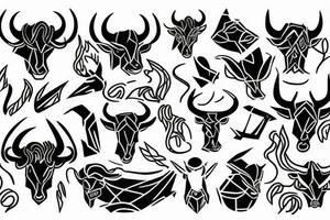 Taurus walking fine line outline tattoo idea