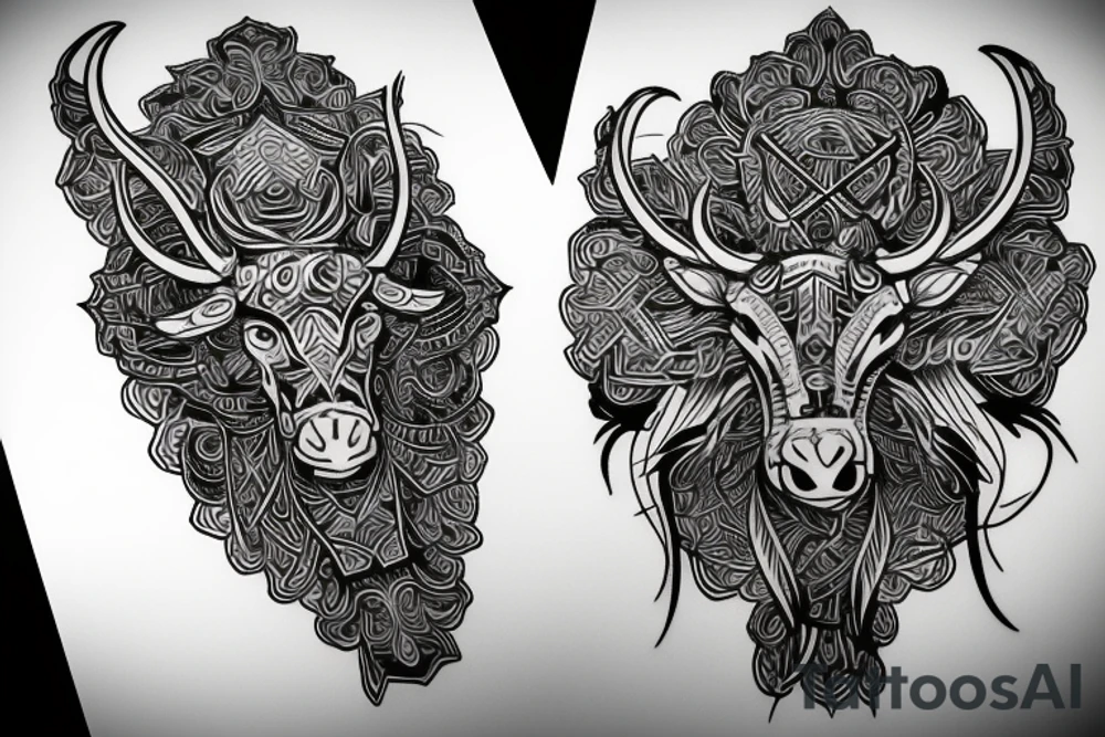 Taurus walking fine line outline tattoo idea