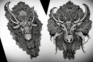 Taurus walking fine line outline tattoo idea