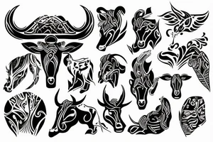 Taurus walking fine line outline tattoo idea