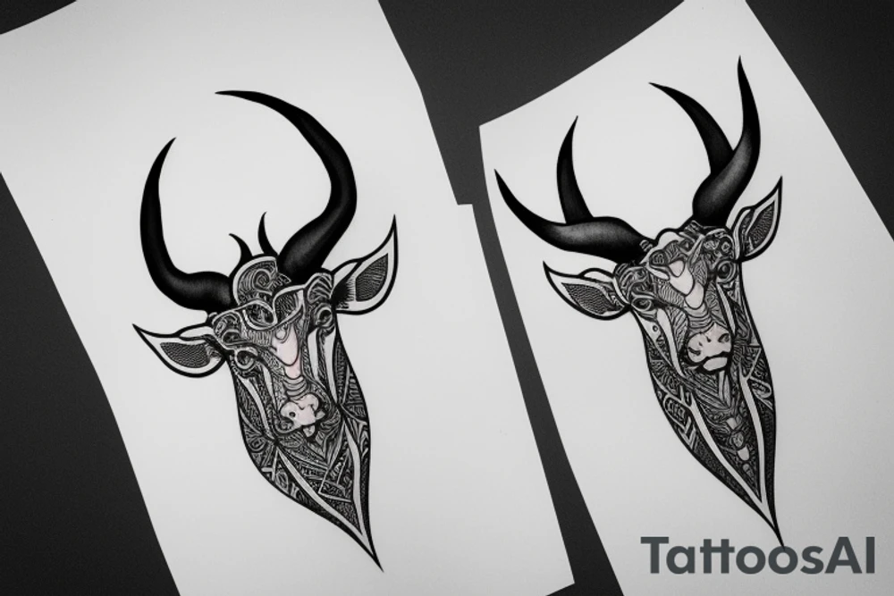 Taurus walking fine line outline tattoo idea