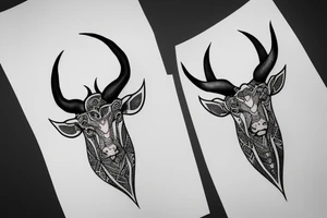 Taurus walking fine line outline tattoo idea