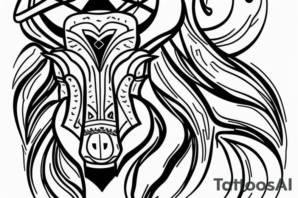 Taurus walking fine line outline tattoo idea