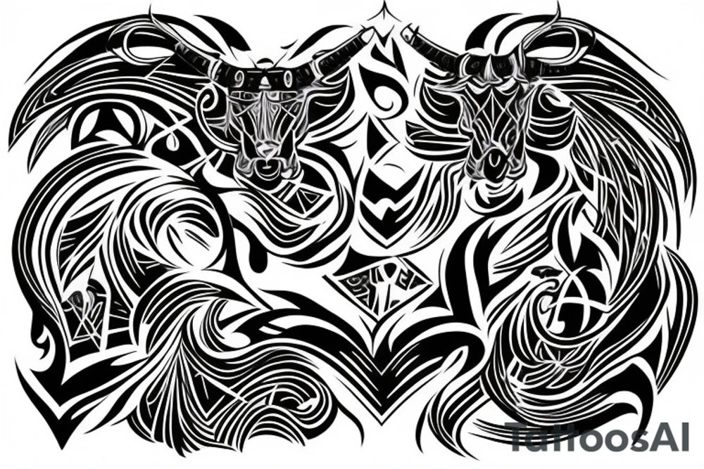 Taurus walking fine line outline tattoo idea