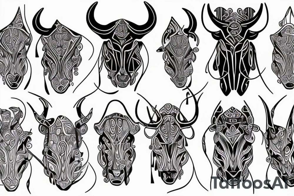 Taurus walking fine line outline tattoo idea