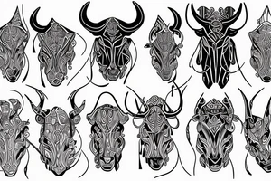 Taurus walking fine line outline tattoo idea
