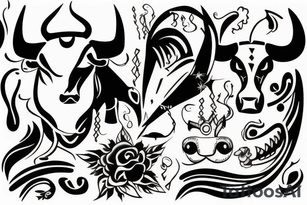 bull walking tattoo idea