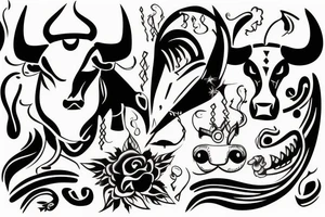 bull walking tattoo idea