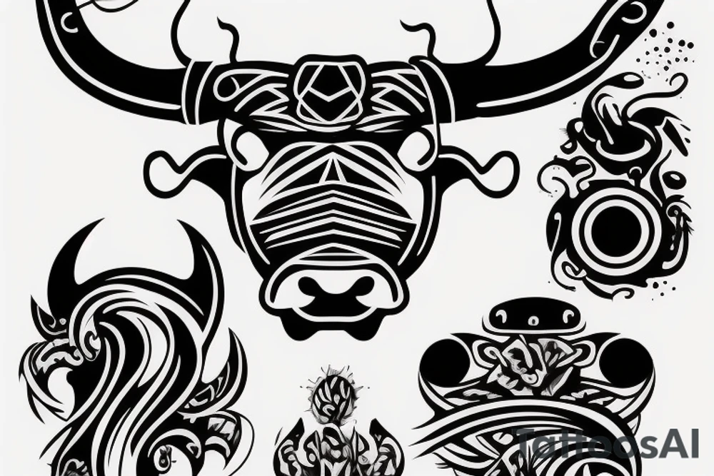 bull walking tattoo idea
