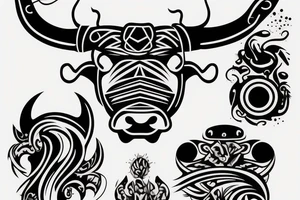 bull walking tattoo idea