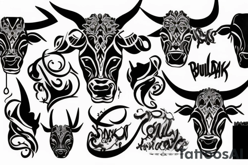 bull walking tattoo idea