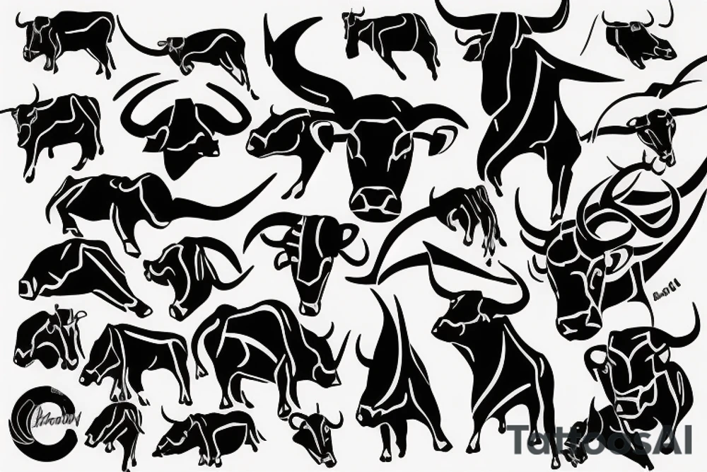bull walking tattoo idea