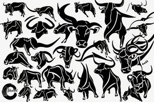 bull walking tattoo idea