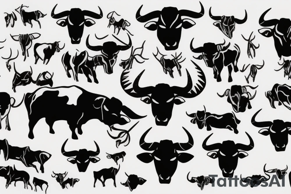 bull walking tattoo idea