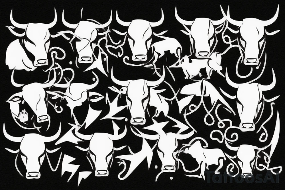 bull walking tattoo idea
